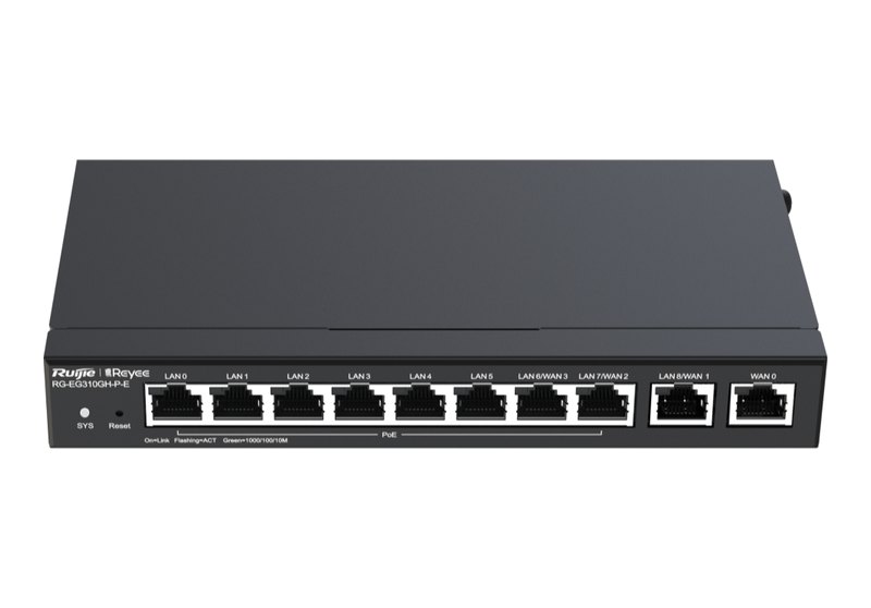 Ruijie RG-EG310GH-P-E, Router PoE văn phòng quản lý Cloud 10 cổng Gigabit, 8 PoE Out 110 W, 1500 Mbps