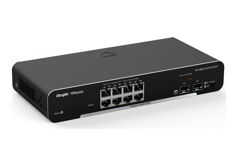 Ruijie RG-NBS3100-8GT2SFP, Switch Layer 2 quản lý Cloud, 8 cổng Gigabit, 2 cổng SFP 1GE, không PoE