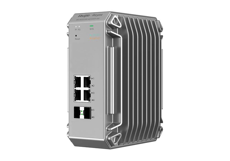 Ruijie RG-NIS3100-4GT2SFP-HP, Switch công nghiệp Layer 2 quản lý, 4 cổng Gigabit PoE+ 120 W, 2 SFP 1GE, DC 12–56 V