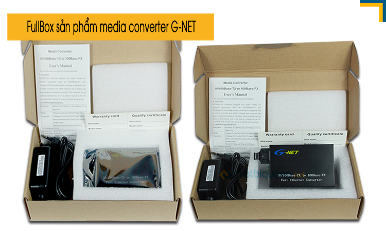 Mở hộp sản phẩm Media Converter quang chính hãng G-NET