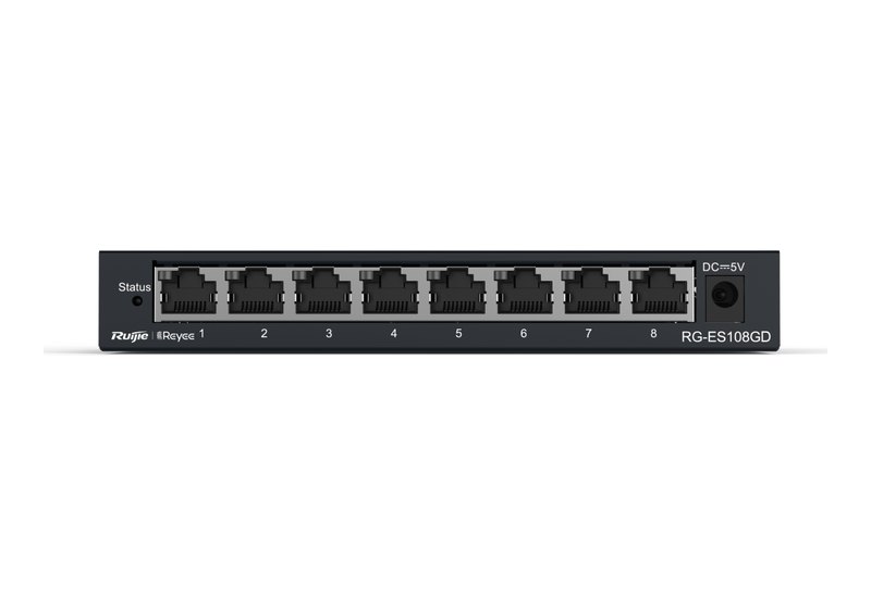 Ruijie RG-ES108GD mặt trước 8 cổng, ảnh của hãng