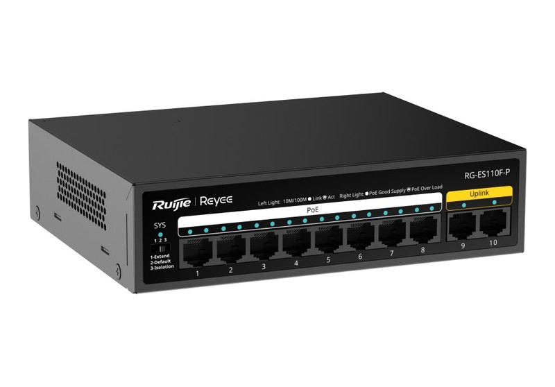 Ruijie RG-ES110F-P nhìn nghiêng từ bên phải, ảnh của hãng