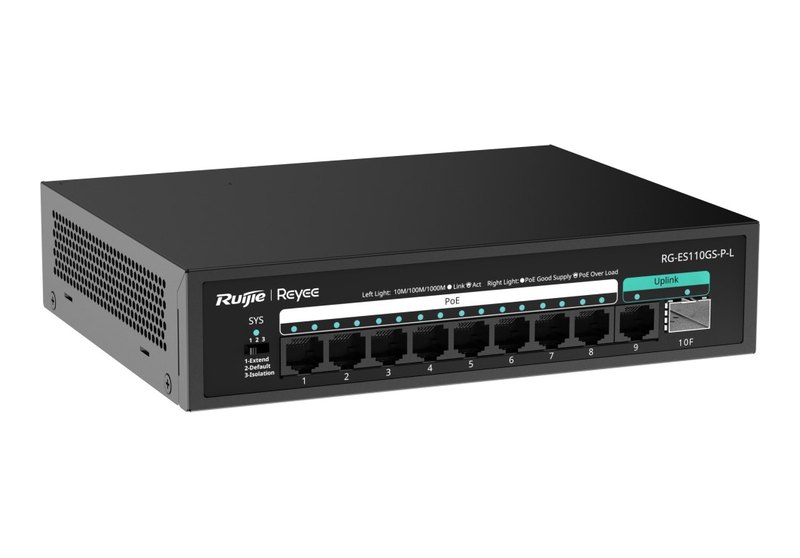Ruijie RG-ES110GS-P-L nhìn nghiêng, ảnh của hãng