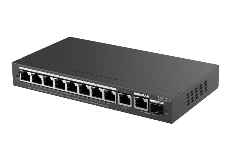 Ruijie RG-ES210GS-P nhìn từ góc trái, ảnh của hãng