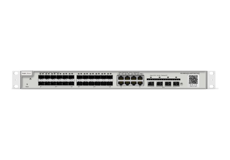 Ruijie RG-NBS3200-24SFP/8GT4XS chụp thẳng mặt trước, ảnh của hãng