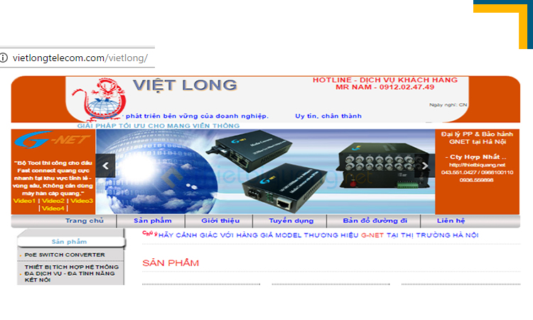 Công ty Việt Long nhập khẩu các sản phẩm G-NET chính hãng